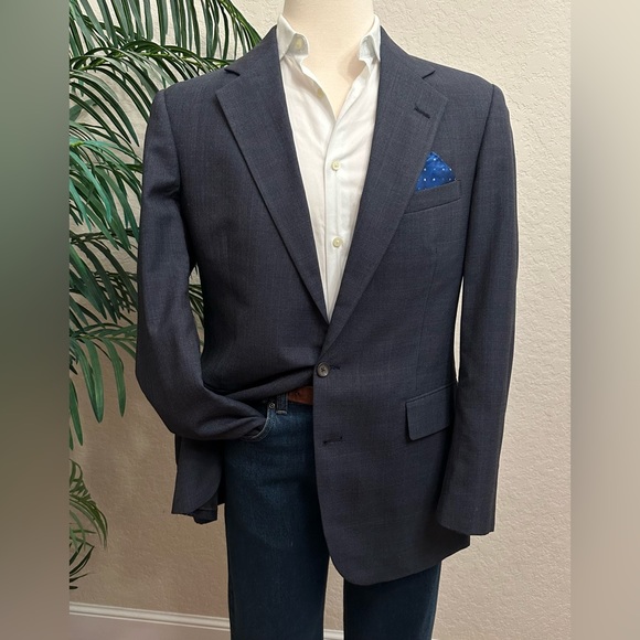 CHAPS RALPH LAUREN MENS BLAZER SIZE 40L GRAY PLAID SPORT COAT USA SUIT JACKET - Picture 5 of 11